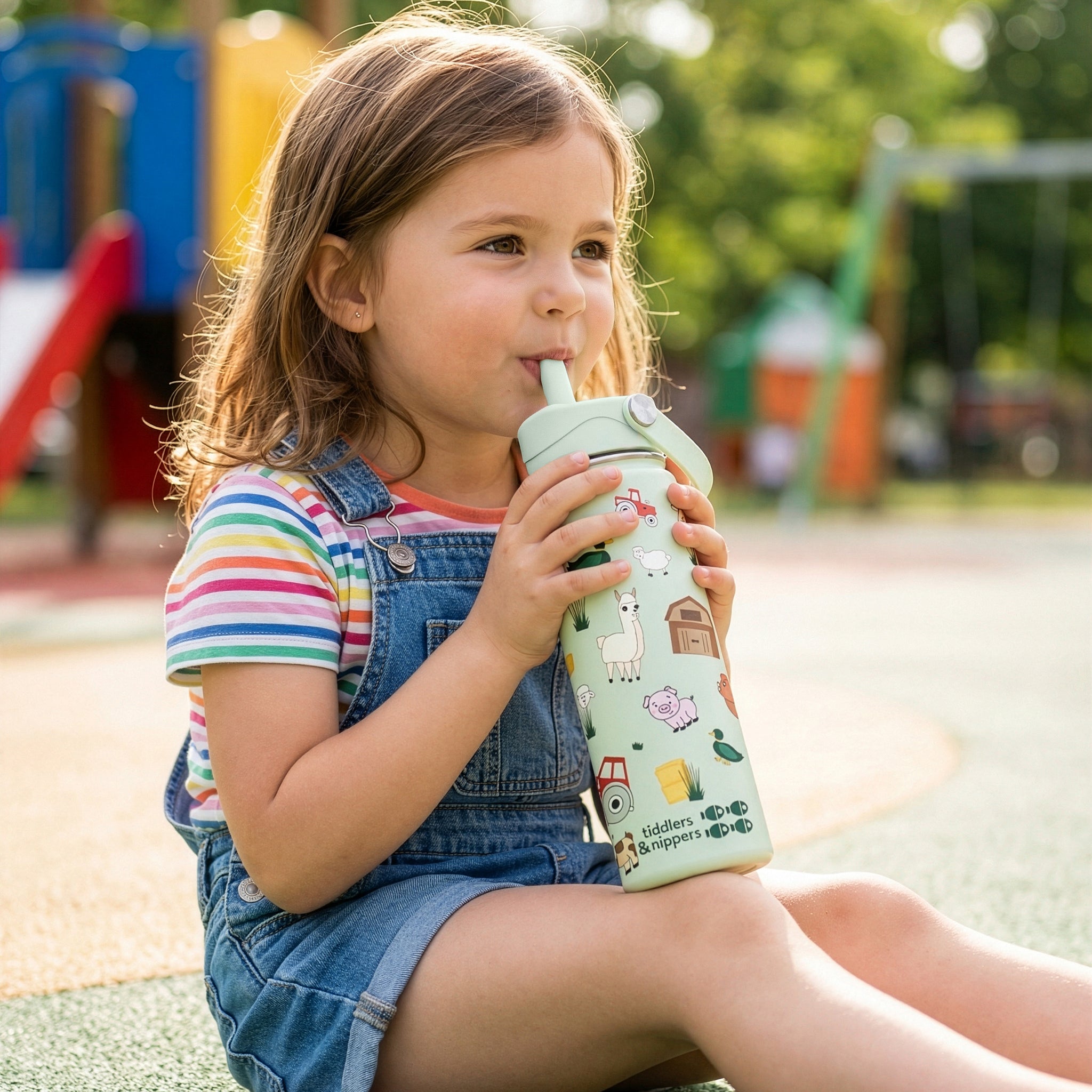Kids Stainless Steel Water Bottle with Straw, Insulated 500ml – Tiddlers & Nippers